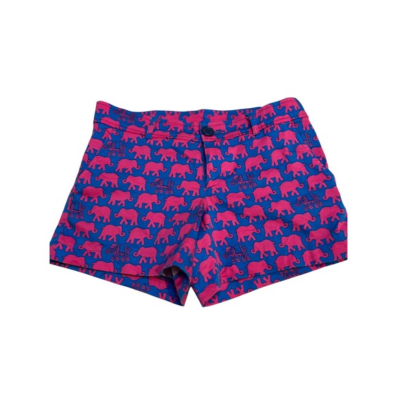 Women's Blue Pink Elephant Print Shorts Casual Summer Beach Vacation Size M - Picture 8 of 16